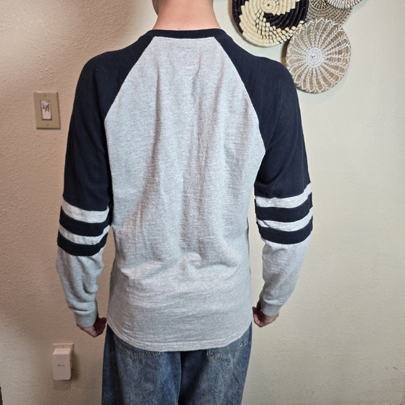 Abercrombie Fitch Shirt Mens Lge  Gray  Long Stripe Sleeve Athletic Dept Heavy - Picture 2 of 10